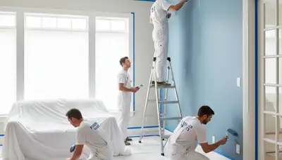Billings, MT painters applying interior house paint in a local home with professional finishing