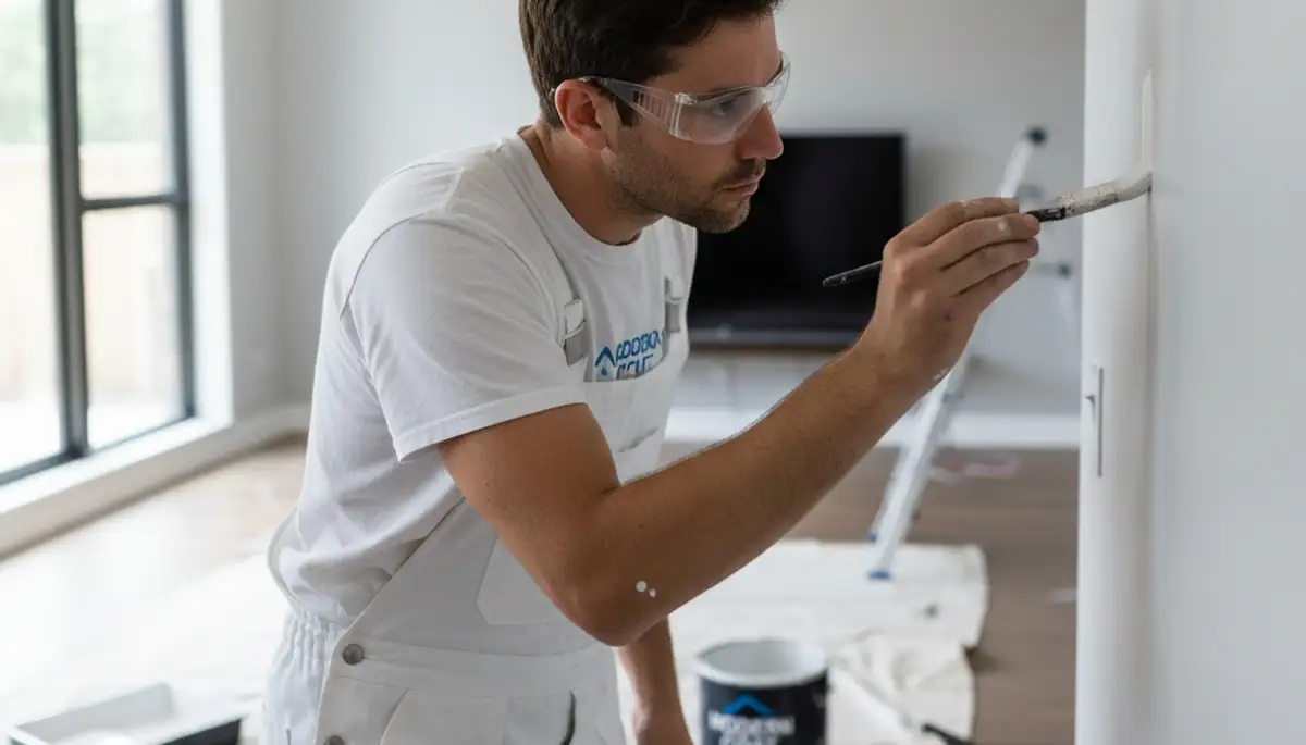 Paint technician performing touch-ups for a home in Billings, MT