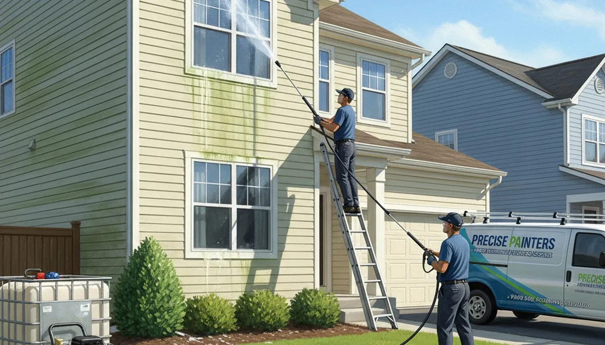 Vinyl siding pressure cleaning service in Billings, MT removes dirt and weather buildup from a home exterior