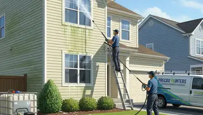 Vinyl siding pressure cleaning service in Billings, MT removes dirt and weather buildup from a home exterior
